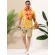 thumbnail image 3 of Lars Amadeus Camisa hawaiana de verano con botones y manga corta con estampado de flores tropicales para hombre Rojo amarillo L Unique Bargains Camisa, 3 of 6