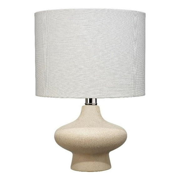 J&D Designs Dawkins 1-Light Modern Ceramic & Linen Table Lamp in Beige