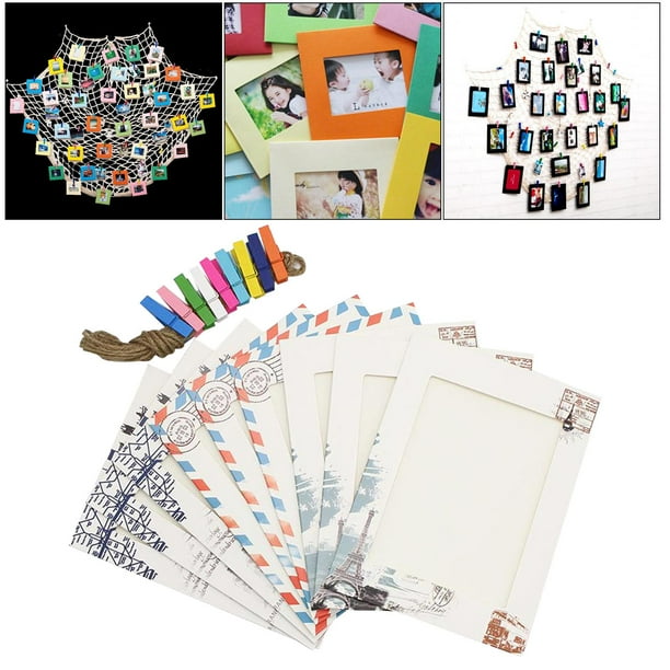 Marcos de fotografía de Papel Artesanal, Marcos de fotografía, Marcos de fotografía de Papel para Colgar en Múltiples, con Cuerda de Clips, para Decoración 9 piezas 6 pulgadas Macarena álbum de fotos
