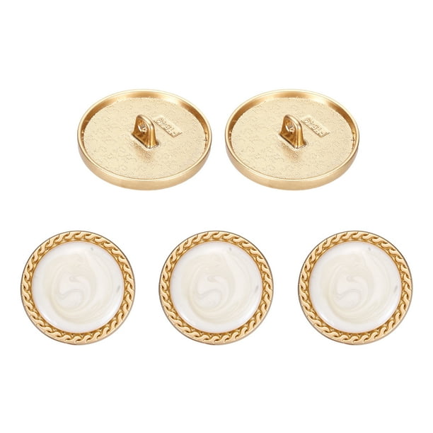 Botón de metal vintage dorado de 25 mm, botón de costura de metal con shank, reemplazo para abrigo de lana de mujer, camisa, vestido, costura blanca, paquete de 5