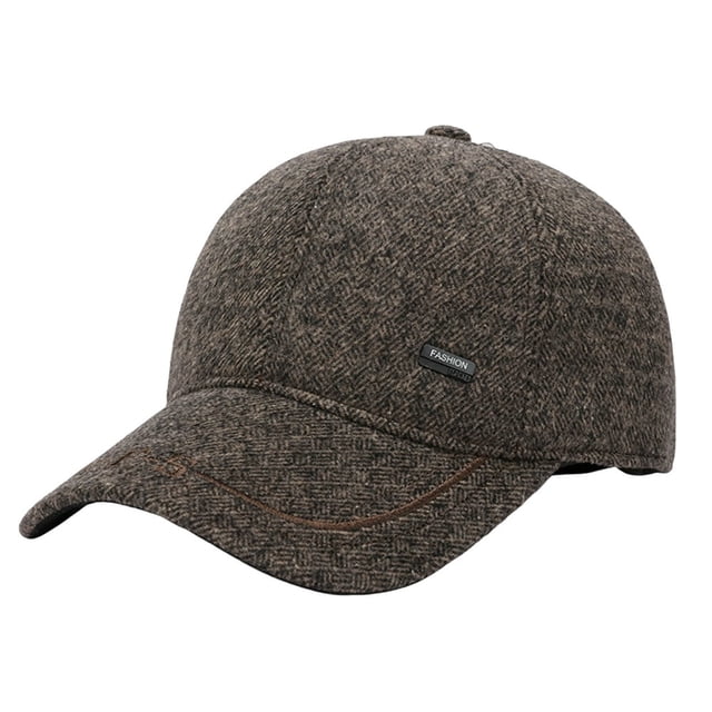 Boc Baseball Cap Adjustable with Fold Earmuff Comfortable Windproof Fine Texture Ear Protection Thickened Men Winter Hat with Brim Ea