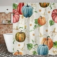 thumbnail image 2 of Fall Pumpkin Shower Curtain, Autumn Thanksgiving Harvest Shower Curtains for Bathroom, Fall Leaves Vintage Rustic Bathroom Decor Set Waterproof Fabric with Hooks, 70X70IN, 2 of 6