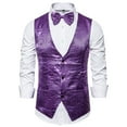 thumbnail image 4 of MuXiKeJi Clothes Mens Sequins Suit Vest Formal V-neck Shiny Waistcoat Prom Party Tuxedo Vests, 4 of 7