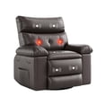 thumbnail image 1 of Gaderth 360° Swivel Massage Recliner Chair, Swivel Nursery Rocker Recliner with Remote Control, Manual PU Leather Reclining Sofa Chair with Side Pocket, Modern Lounge Seat for Living Room Nursery, 1 of 8