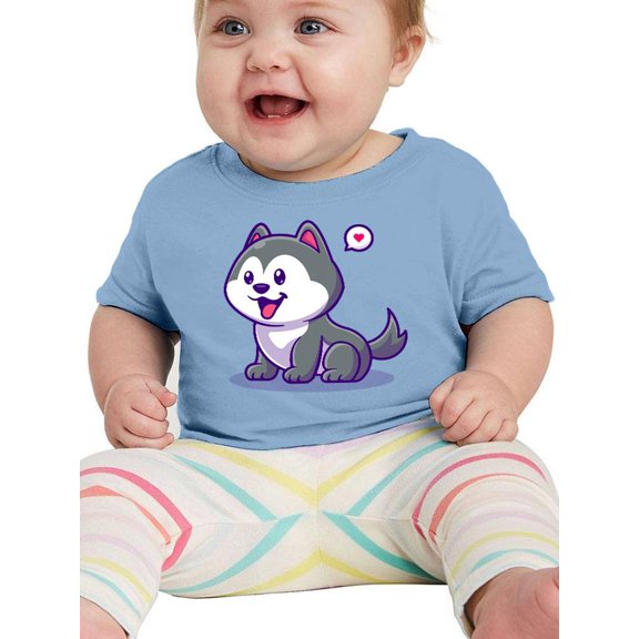 Cute Husky Dog Cartoon T-Shirt Infant -Image by Shutterstock,  12 Months