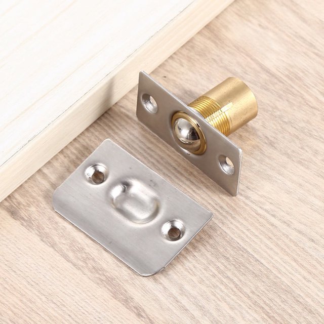 Aceovo - 1 pestillo de puerta con resorte, invisible, de madera, para armario, con bola, ajustable, para muebles, plateado