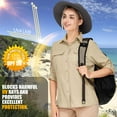 thumbnail image 4 of FEN AI Womens Collared Button up 3/4 Sleeve Shirt Convertible Long Sleeve Shirts UPF Sun Protection Outdoor Tops Quick Dry Hiking Fishing Blouses, 4 of 8