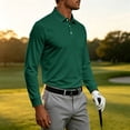 thumbnail image 6 of Long Sleeve Polo Shirts for Men Relaxed Fit Dress Button Golf Shirt With Pocket, S, 6 of 8