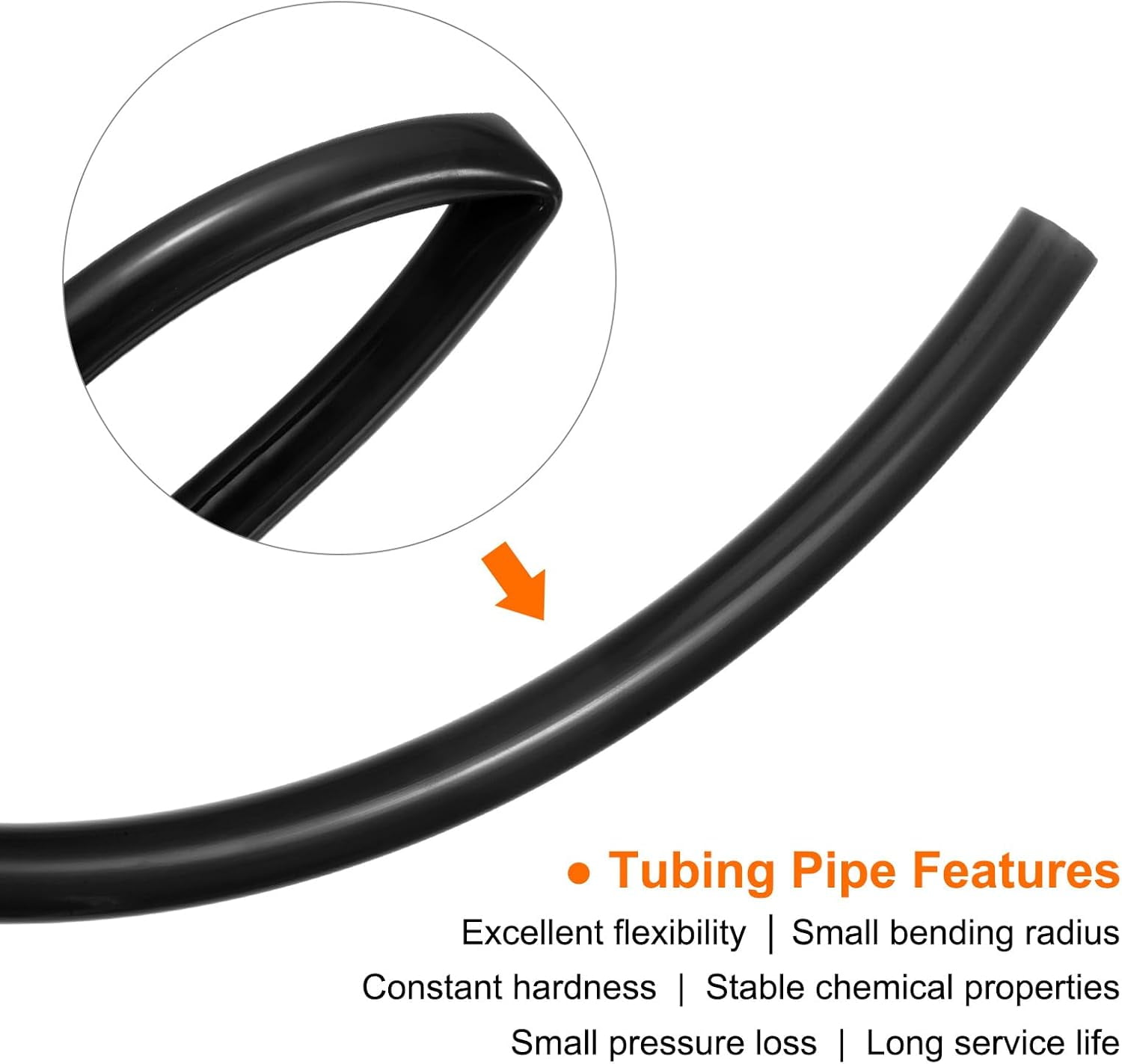 MKEUDQ-Pneumatic Tubing Pipe Pu Hose 4mm OD x 2.5mm ID 5 Meters(16.4 FT) Air Compressor PU Polyurethane Line Hose Tube for Air Compressor Water Fluid Transfer, Black