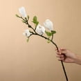 thumbnail image 6 of Grandest Birch 3PCS Faux Flower Realistic Looking Decorative Wedding Decoration Vibrantly Colored Simulation Magnolia Flower Home Bouquet Party Supplies,White, 6 of 7