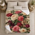thumbnail image 5 of Vintage Rose Floral Botanical Illustration, Cozy Botanical Garden Scene, Warm Flannel Blanket for Sunroom and Reading Nook, Garden Lovers Thanksgiving Gift, Botanical Home Decor, 5 of 9