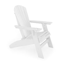 JERFIT White Adirondack Chair with Cup Holder, Heavy-Duty HDPE Outdoor Lounge Chair for Patio, Poolside, Garden, Deck, Weather Resistant & Comfortable