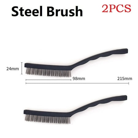 

2PCS Wire Brush Brass Nylon & Steel Brushes Rust Remover Cleaning Polish Grinder