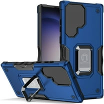 TJS for Samsung Galaxy S24 Plus Phone Case, [Military Grade] Heavy Duty Magnetic Support Ring Kickstand Cover (Blue)