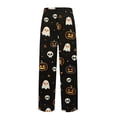 thumbnail image 4 of Domzest Mens Halloween Pajama Pants Pumpkin Ghost Bat Graphic Wide Leg Sleepwear Drawstring Elastic Waisted Funny Pj Bottoms Army Green XL, 4 of 5
