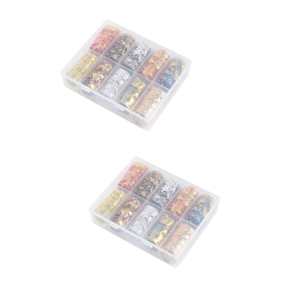 2 Boxes Nail Foil Glue Adhesive Decorations for Stickers Silver Glitter Sequins