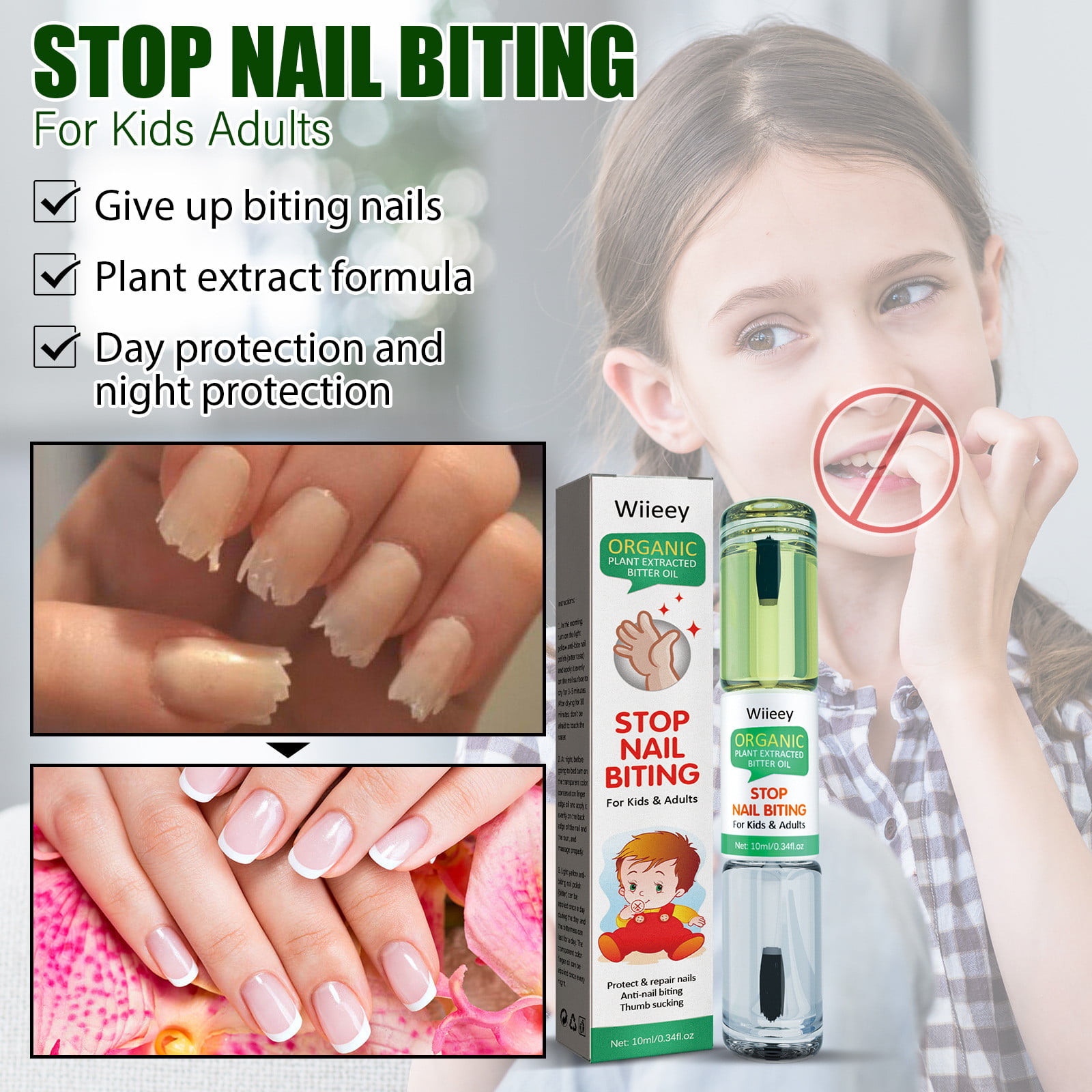 Nail-Biting-Treatment-For-Kids Thumb-Sucking-Stop-for-Kids Nail-Biting-Treatment-for-Adults  Nail-Care Bitter-Taste Safe-Natural-Plant-Extract 10ML 