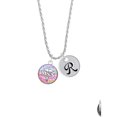 thumbnail image 2 of Delight Jewelry Silvertone Domed Multi Color MSN Silvertone Script Initial Disc - R - Charm Necklace, 20"+3", 2 of 4