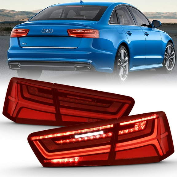 ANZO 2012-2018 Audi A6 LED Tail Light Assembly with Black Housing and Sequential Signal - Pair