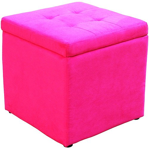 Mainstays Square Storage Ottoman, Elegant Pink
