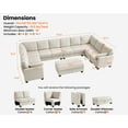 thumbnail image 6 of CHIC HOUSE 154.5" Sectional Sofa with Storage Ottoman Chaise, Corduroy U Shaped Sofa Convertible Sectional Couches for Living Room, 12 Seater Corner Modular Sofa with Deep Seat Throw Pillows, Beige, 6 of 10
