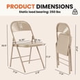 thumbnail image 3 of 12 Pack All-Steel Metal Folding Chairs, Khaki Heavy Duty Metal Foldable Dining Chair with Backrest, 350 LBS Load Capacity Portable Fold Chair for Home Office Indoor Outdoor Events, 3 of 7