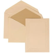 JAM Paper Wedding Invitation Set, Large, 5 1/2 x 7 3/4, Ivory Card with Ecru Lined Envelope and Ivory Heart Vine Border Set, 50/pack