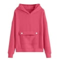 thumbnail image 2 of Kiijoy Teen Girls Hoodie Solid Long Sleeve Hooded Sweatshirt with Pocket, Sizes 14-15, 2 of 4