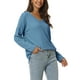 thumbnail image 4 of INSPIRE CHIC Suéter ligero de manga larga con cuello en V de punto waffle para mujer XL azul, 4 of 6