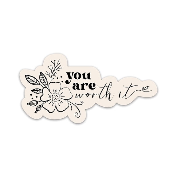 Stickly You are Worth It Sticker, Floral Religious Quotes Sticker, Christian Faith Vinyl Stickers for Laptop Water Bottle Bible Journaling Phone Case, Positive Bible Verse Stickers