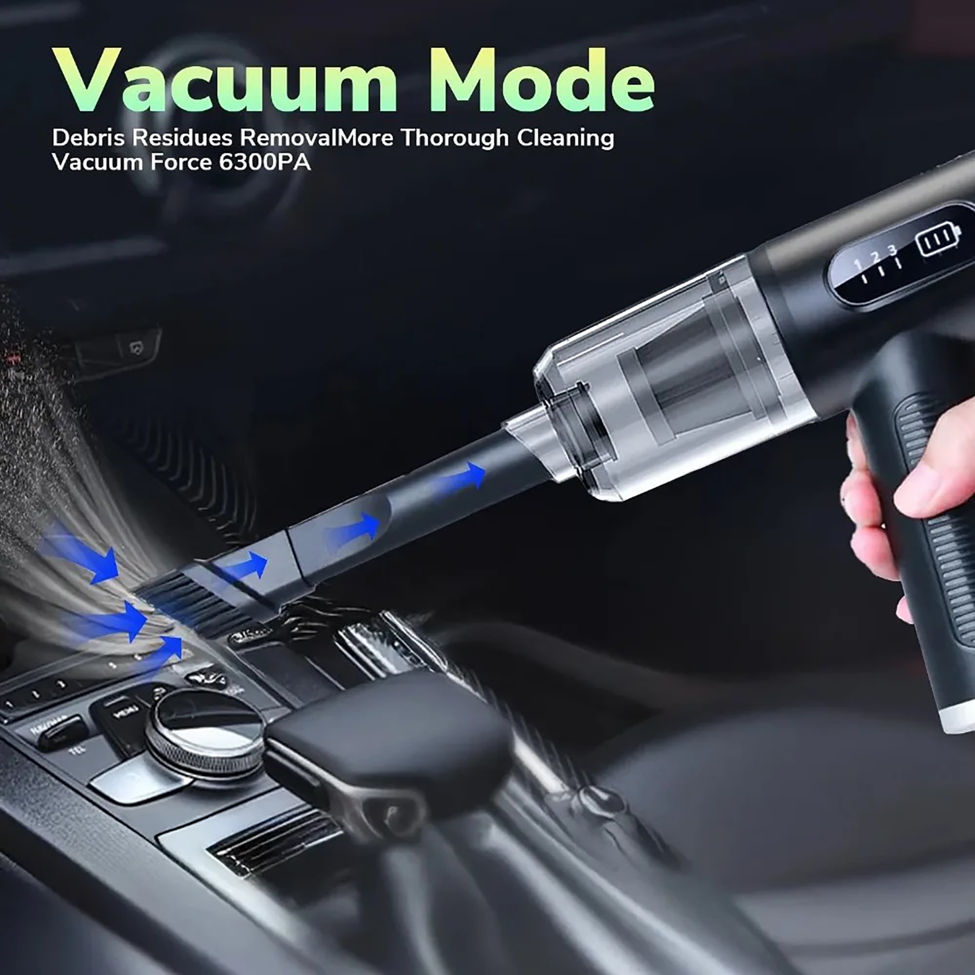 Electric Air Duster - Vacuum, 50000 RPM Handheld Car Vacuum/Air Blower& Pump, 3 Gear Adjustable Electric Air Duster/Car Vacuum Cleaner, Keyboard Duster with LED Light-11 Kits