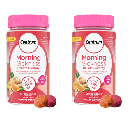 Centrum Prenatal Vitamin Gummies for Morning Sickness Relief, Citrus Ginger Flavor, 60 Count (2pack)