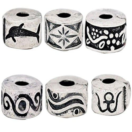 Six (6) Clip Lock Beads + 6 Rubber Stopper Orings For Snake Chain