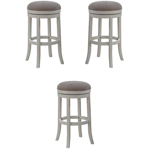 Home Square 26" Backless Counter Stool in Distressed Antique White - Set of 3