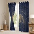 thumbnail image 3 of Manfei Universe Galaxy Black Out Curtains,Geometric Stripe Abstract Curtains Pack of 2 (42x63 Each),Gold Stars Print Bedroom Curtains For Teens,Ultra Soft Home Decor, 3 of 6