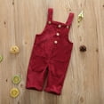 thumbnail image 2 of Qiylii Toddler Kids Corduroy Suspender Rompers Solid Button Color Down Overalls, 2 of 9