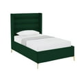 thumbnail image 2 of Montez Upholstered Velvet Twin XL Wingback Platform Bed, Green, 2 of 7