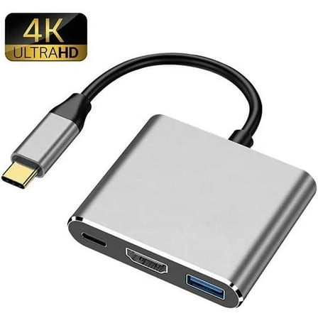 USB C to HDMI Multiport Adapter with 4K HDMI Output,Type-C Hub Converter to 4K HDMI USB 3.0 PD Charging Port,USB-C Digital AV Multiport Adapter for MacBook Pro/air,iPad Pro &More USBC Devices(Grey)