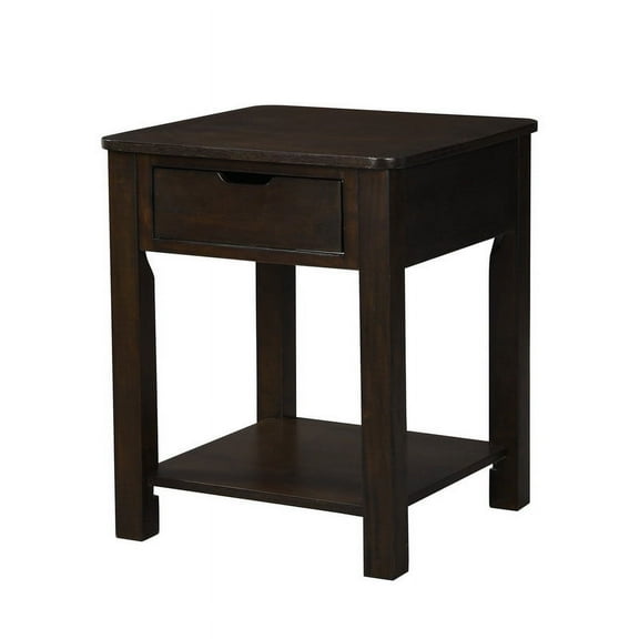Elegant Flora Collection: Dark Wood End Table with Drawer