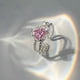 thumbnail image 3 of Fashion Heart Ring Cat Eye Crystal Pink Heart Adjustable Women Design Y2K Premium Rings Wedding Party Jewelry Gift, 3 of 4