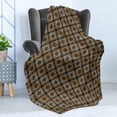thumbnail image 4 of Art Deco Soft Flannel Fleece Throw Blanket, Castellated Form of Symmetric Diversified Diamond Shape Retro Style, Cozy Plush for Indoor and Outdoor Use, 50" x 70", Dark Brown Sand Brown, by Ambesonne, 4 of 5