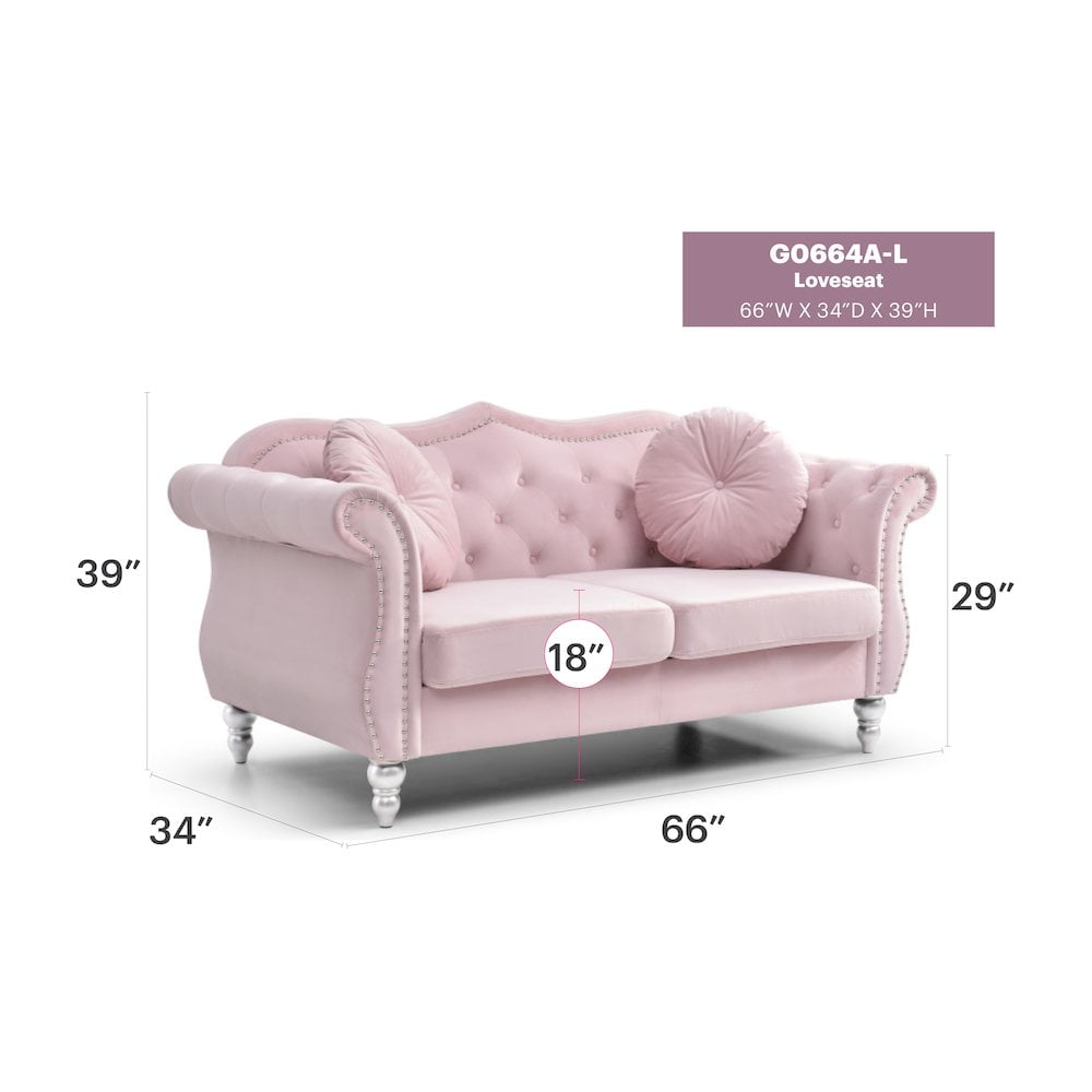 Glory Furniture Hollywood Loveseat in Pink Color