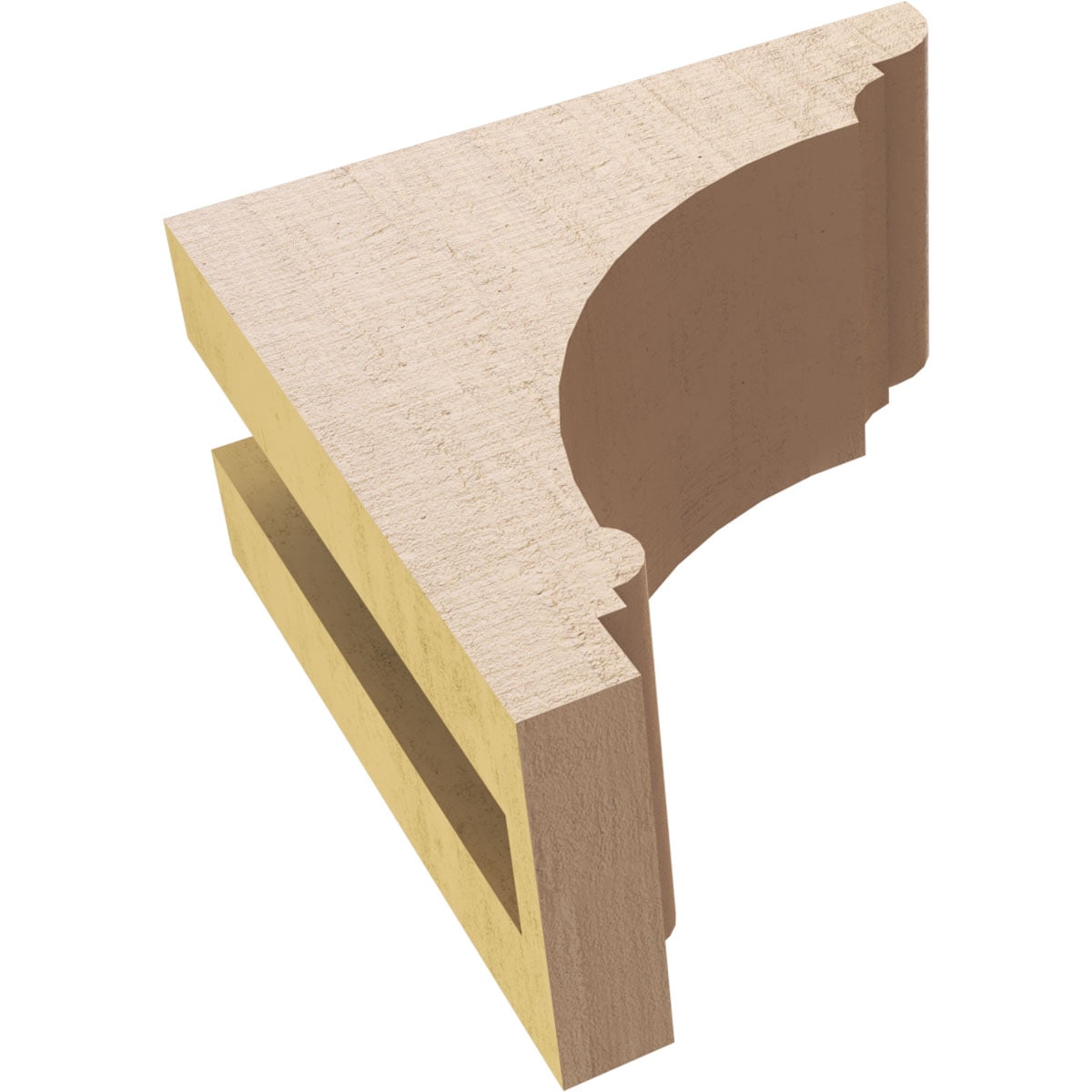 3"W x 6"D x 6"H Classic Hughes Rough Cedar Woodgrain TimberThane Corbel, Primed Tan