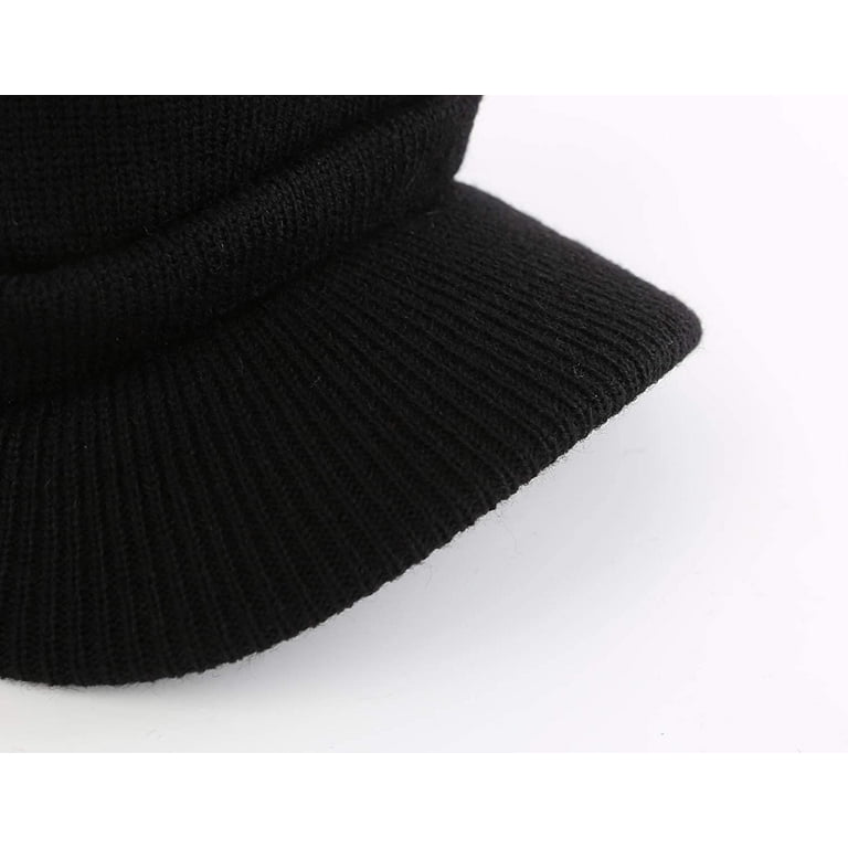 Zukuco Men's Winter Beanie Hat with Brim Warm Double Knit Zukuco Men's Winter Beanie Hat with Brim Warm Double Knit