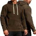 thumbnail image 4 of Men's Fleece Casual Hoodies Drawstring Plain Pullover with Pocket Long Sleeve Hooded Warm Winter Sweatshirts (S, Brown), 4 of 5