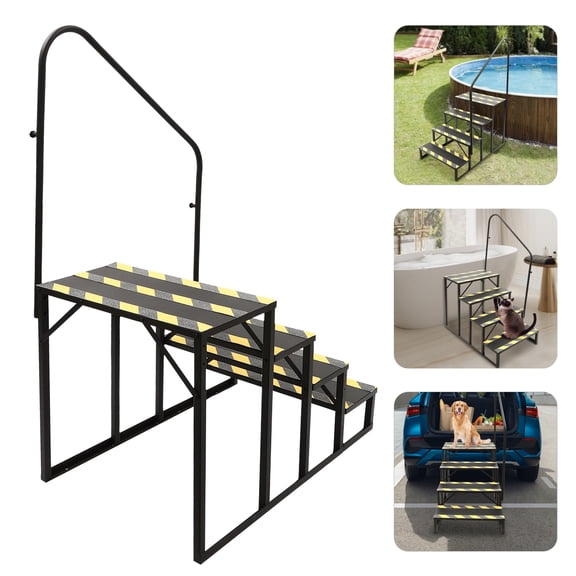 Swimming Pool Ladder 4-Steps Ladder W/ Handrails Above Ground Stair Step Stool