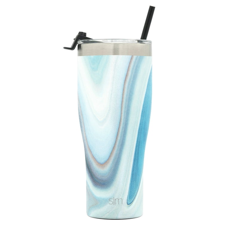 Simple Modern 32oz Slim Cruiser Tumbler with Straw & Closing Lid Travel Mug  - Gift Double Wall Vacuum Insulated - 18/8 Stainless Steel Water Bottle  Pattern: Ocean Quartz 