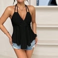 thumbnail image 4 of GUACER Women's Halter Neck Tank Top, V-Neck Eyelet Knit Double Spaghetti Strap Sleeveless Blouse, Flowy Summer Beach Cover-Up Top, 4 of 5