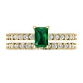 thumbnail image 2 of Clara Pucci 14K Yellow Gold 1.325 Simulated Emerald Engraveable Engagement Ring + Wedding Band Set, 2 of 7