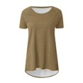thumbnail image 4 of SDNall Loose Fitting Shirts for Women Fashion Summer Round Neck Leisure Short Sleeve Solid Tops Women'S Tunics (Khaki, Sizes S-XXL), 4 of 9